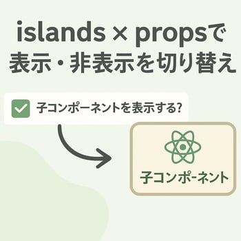 チェックボックスで子コンポーネントの表示を切り替えるislands × propsの構造図